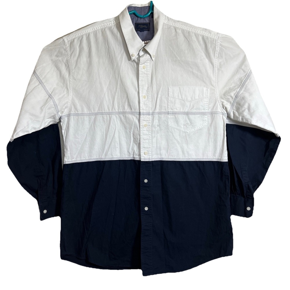Roper Shirt Mens XLT Blue/White Long Sleeve Button Down Western Cowboy Rodeo